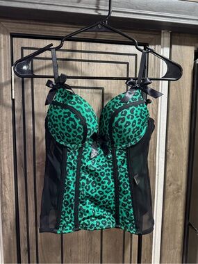 Morbid Threads Emerald Leopard Bustier Camisole